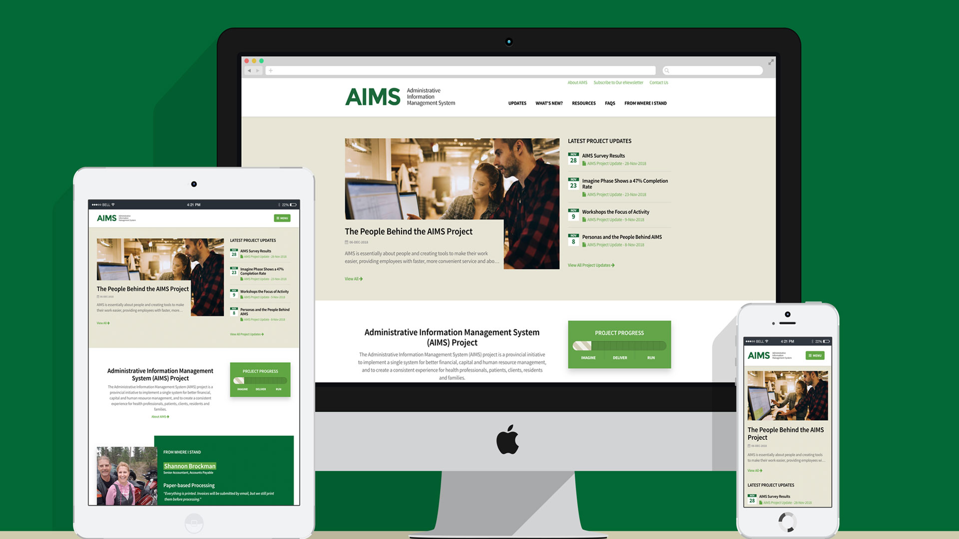 AIMS Project website in desktop, tablet and mobile views | aimsproject.ca
